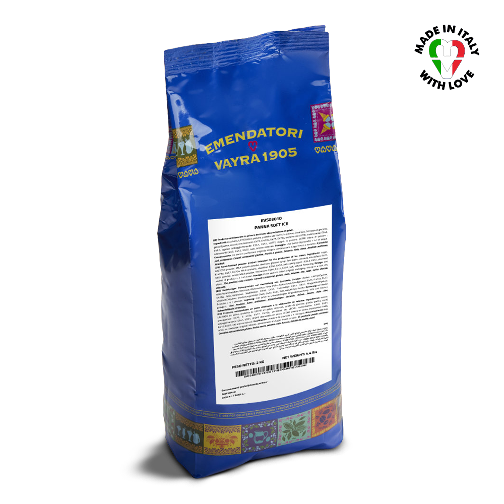 Blue bag of Italian Fior di Latte Soft Serve Powder Mix