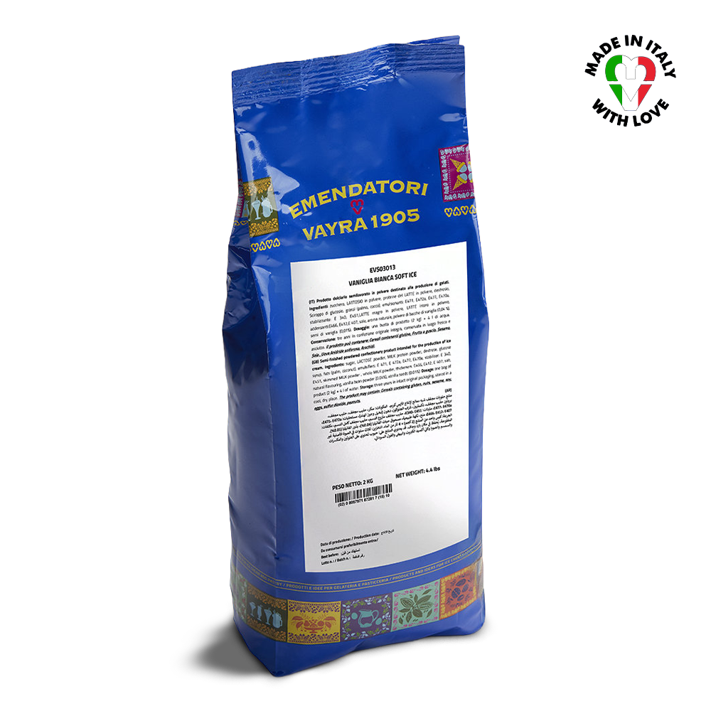 blue bag of vanilla soft serve mix