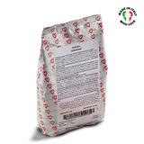 Cheesecake mix packaging with heart patterns and 'Made in Italy with Love' label on a white background