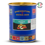 Emendatori Vayra 1905 Peanut paste for ice cream and desserts with blue label and gold lid on a white background