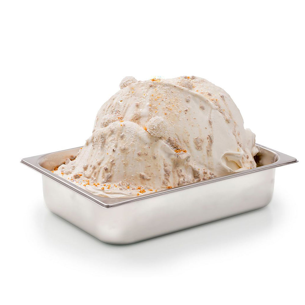 EVS09015White Chocolate Gourmet Variegato for Gelato & Pastry 6kg | Bella Bianca Metal container filled with vanilla ice cream, Gelato