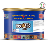 EVS09057 Chocolate, Coconut & Cookie Crunch Variegato for Gelato & Pastry 6kg | Vayragat Blue canister with gold lid featuring Biscottis Coconut flavor label
