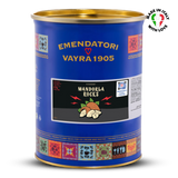 EVS09087 Mandorla Rocks Sweet Almond Praline Crunch 6kg | Ripple Cream Blue can with gold lid featuring Emendatori Vayra 1905 branding on a white background