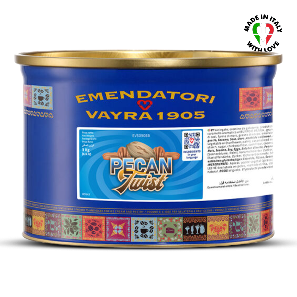 Pecan Praline Filling & Gelato Ripple tin EVS09098 Pecan Twist Caramel Pecan Variegato for Gelato & Pastry 3kg | Ripple Cream