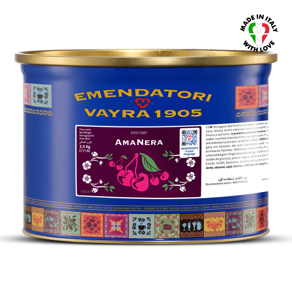 Emendatori Vayra 1905 Amanera can with colorful label on a white background