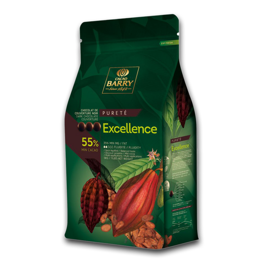 Excellence Purity dark chocolate couverture 55%, Cacao Barry France, 5 Kg Coins, pistoles