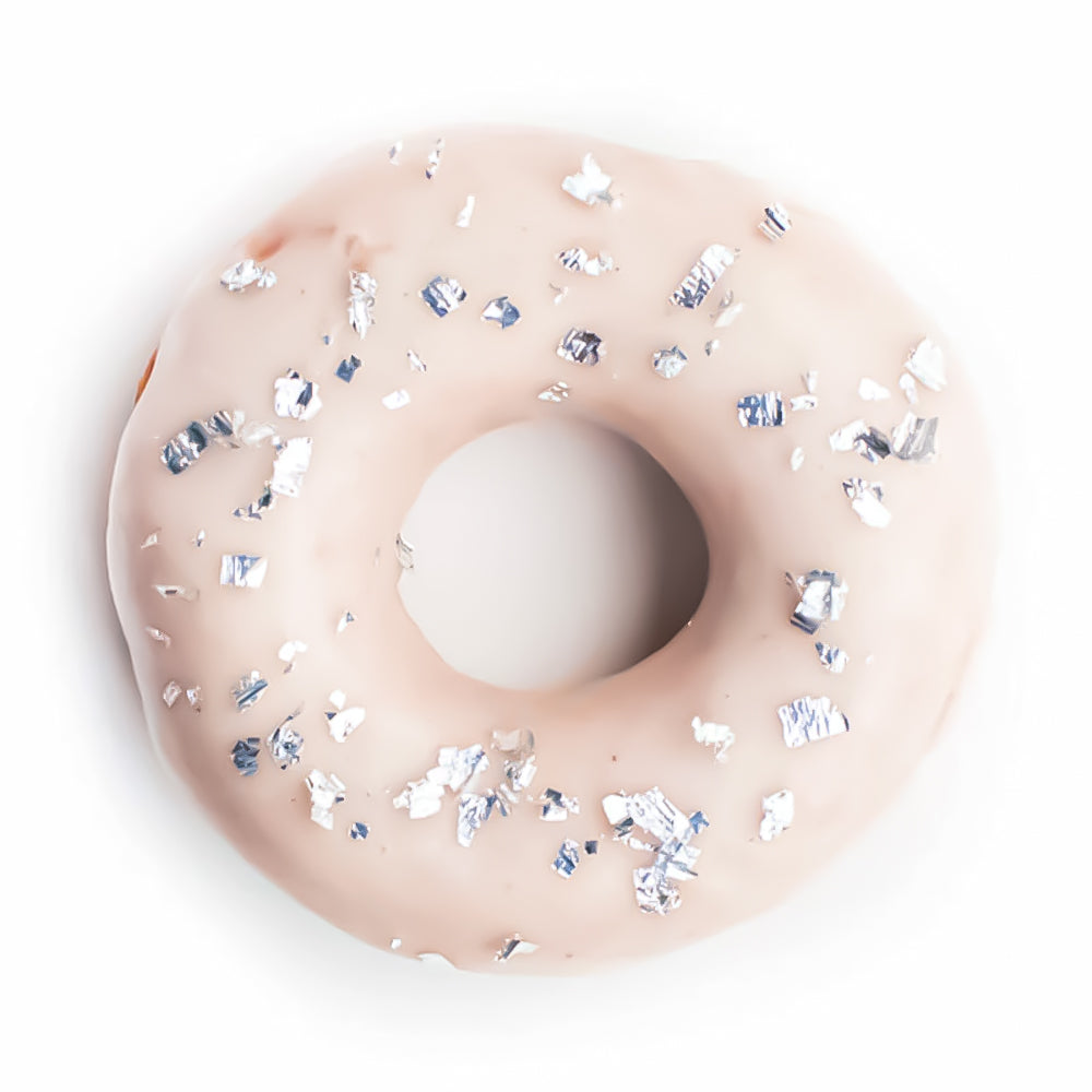 doughnut with silver flakes