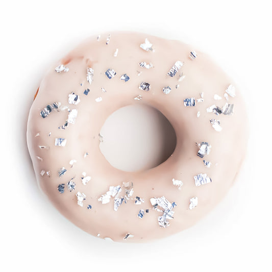 doughnut with silver flakes