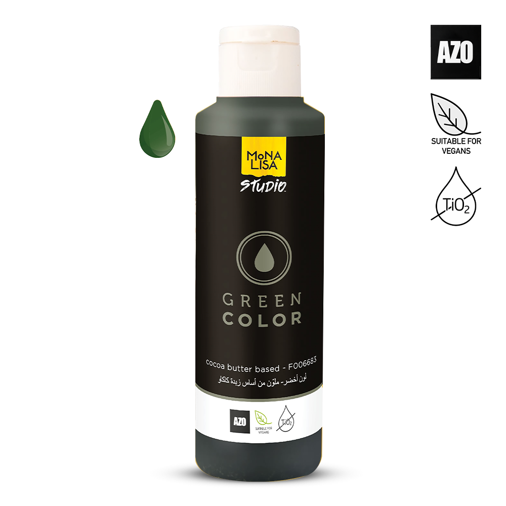 BOTTLE OF Coloured Cocoa Butter GREEN - 245gr