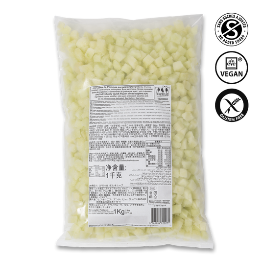 Packaged product with a label and certification logos on a white background