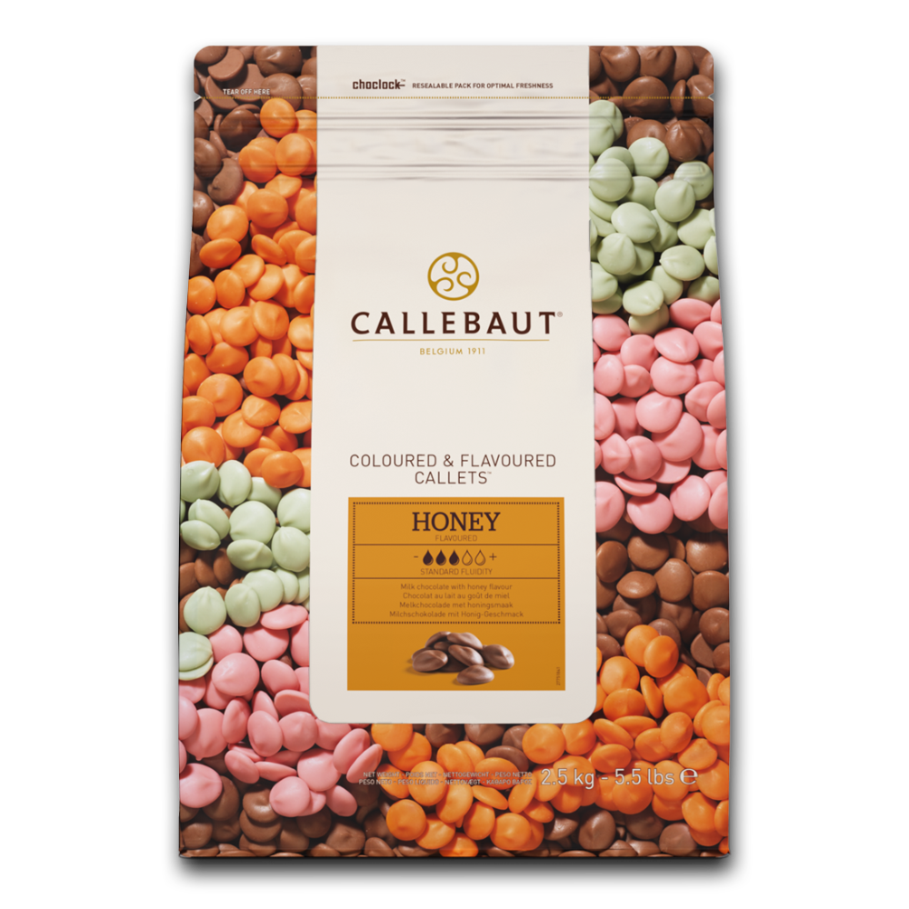 Honey chocolate 33.2%, speciality chocolate, Callebaut Belgium, 2.5 kg coins, callets