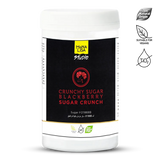 Container of crunchy sugar blackberry flavor with Mona Lisa Studio branding on a white background
