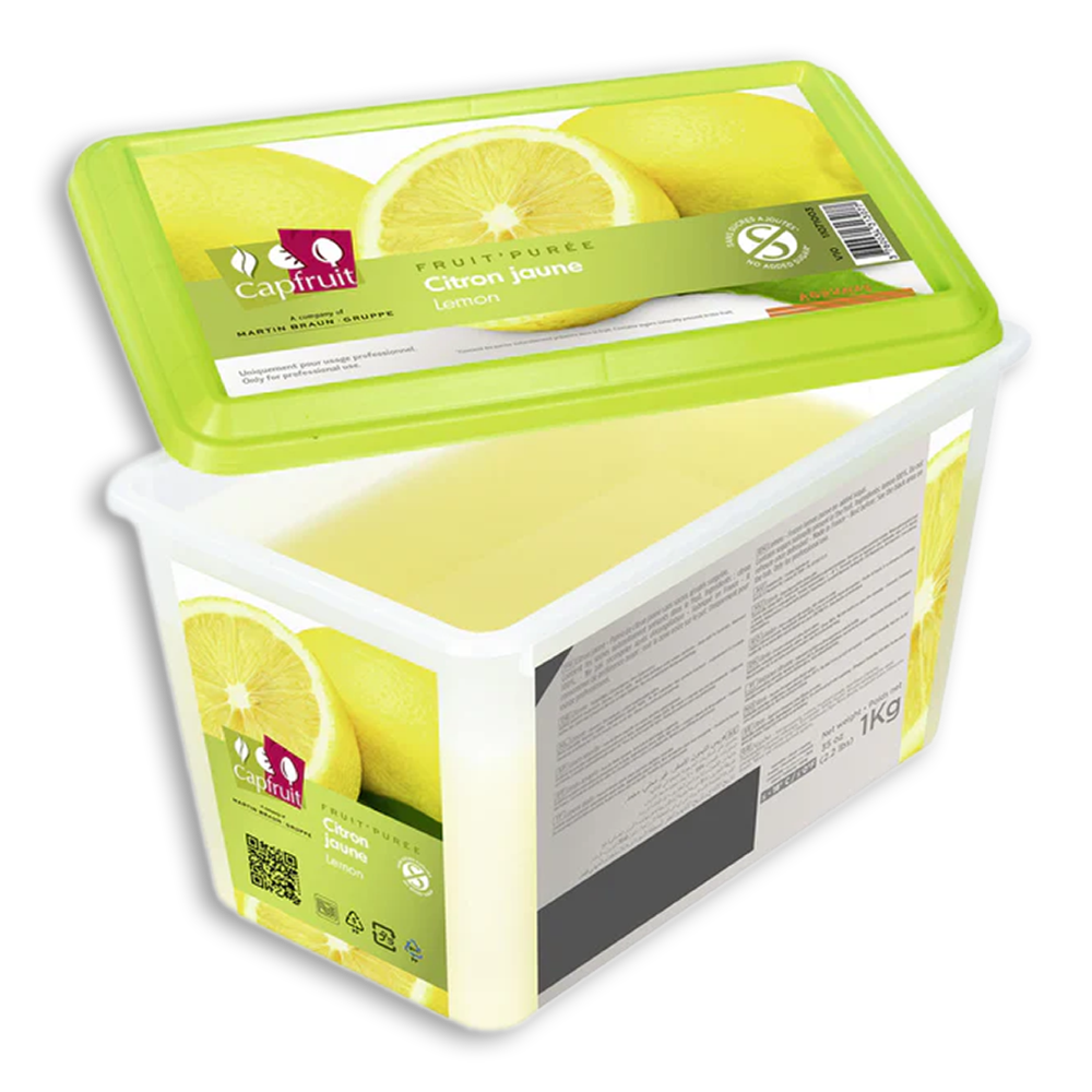 Capfruit(France),Lemon juice and pulp Frozen Fruit Puree No Added Sugar - 1kg Tub