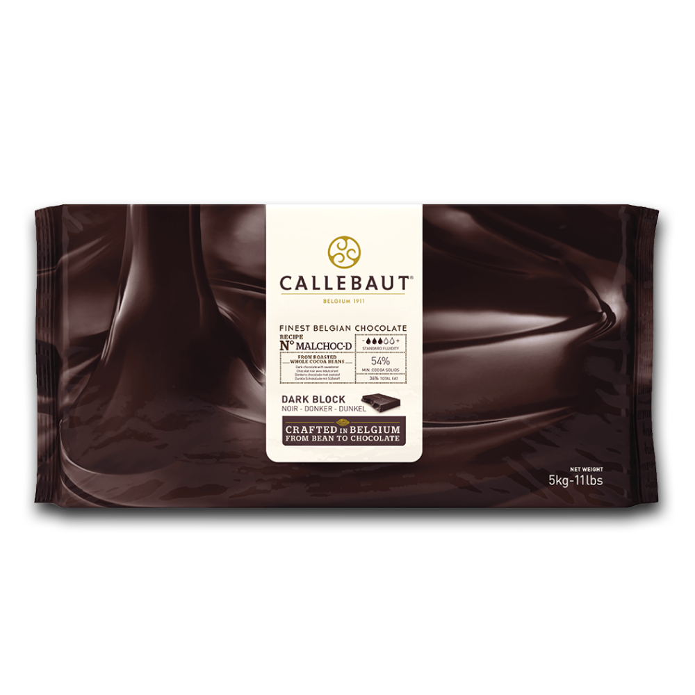 Malchoc-D sugar free dark chocolate 54%, finest Belgian chocolate, Callebaut Belgium, 5 kg block 