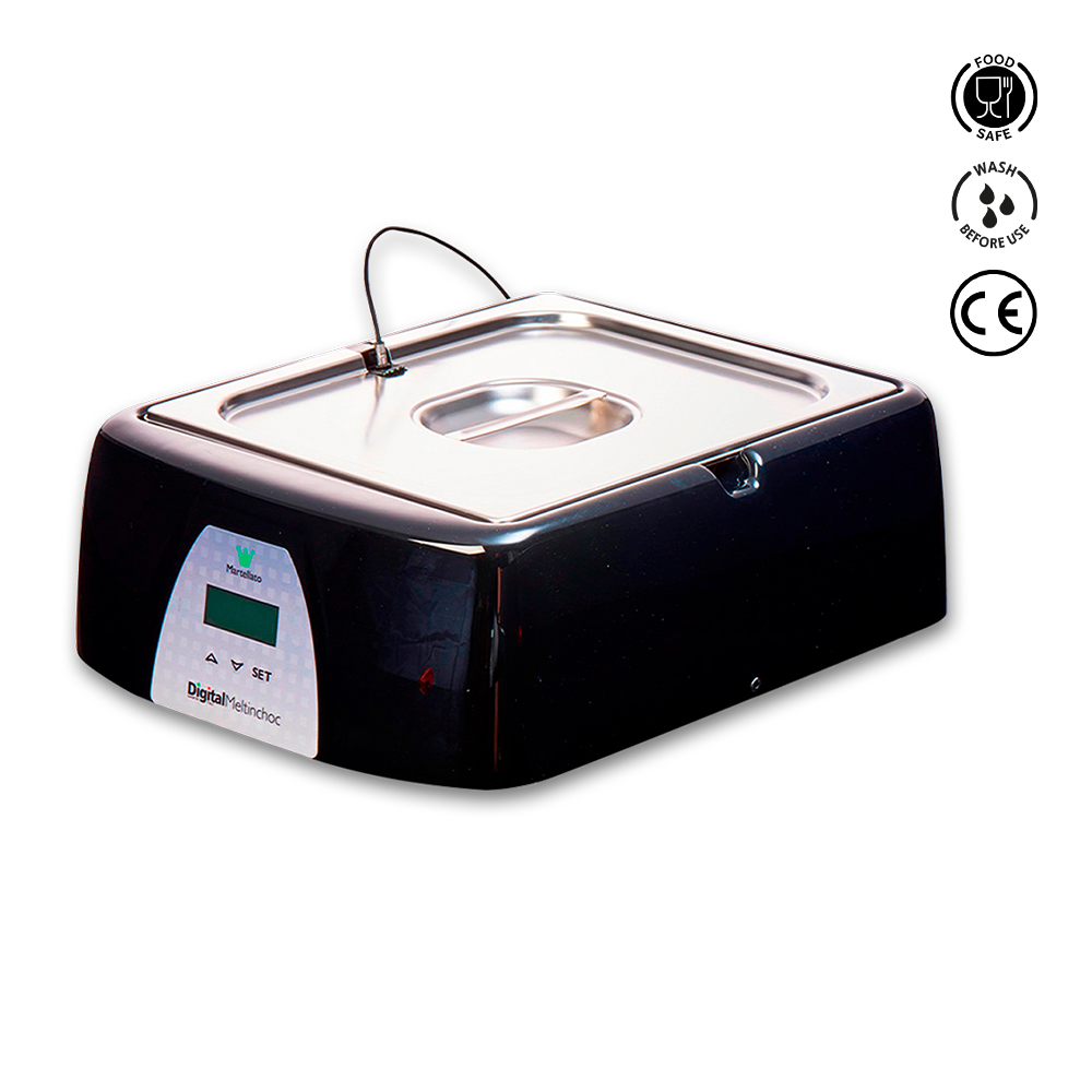 Black ultrasonic cleaner with digital display on a white background