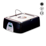 Black ultrasonic cleaner with digital display on a white background