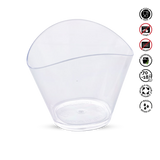 Clear plastic container with recycling and care instructions on a white background