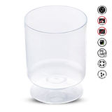 Clear plastic cup with safety symbols on a white background