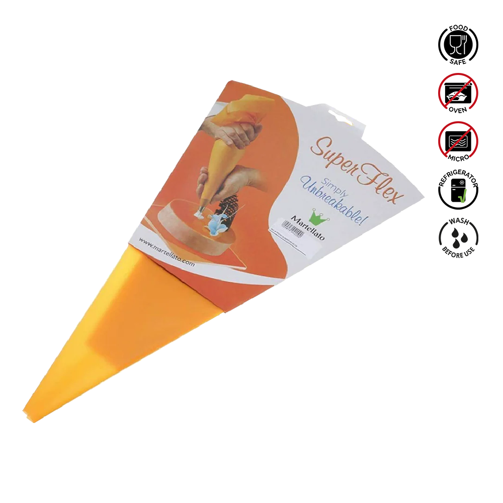 Yellow piping bag with 'Super Flex' packaging on a white background