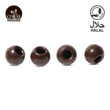 Four chocolate balls with 'Cocoa Horizons' and 'Halal' logos on a white background.