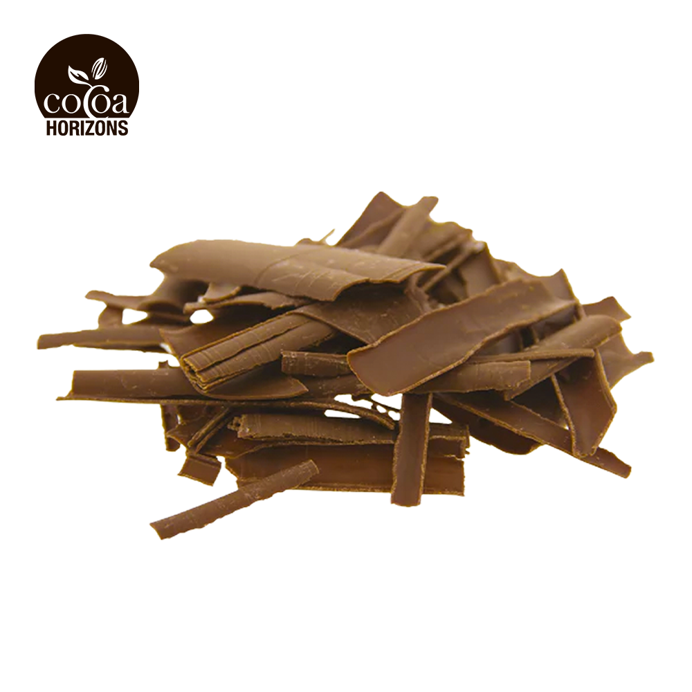 Cocoa Horizons chocolate shavings on a white background