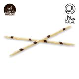 Two crossed chocolate sticks with 'Cocoa Horizons' and 'Halal' logos on a white background.
