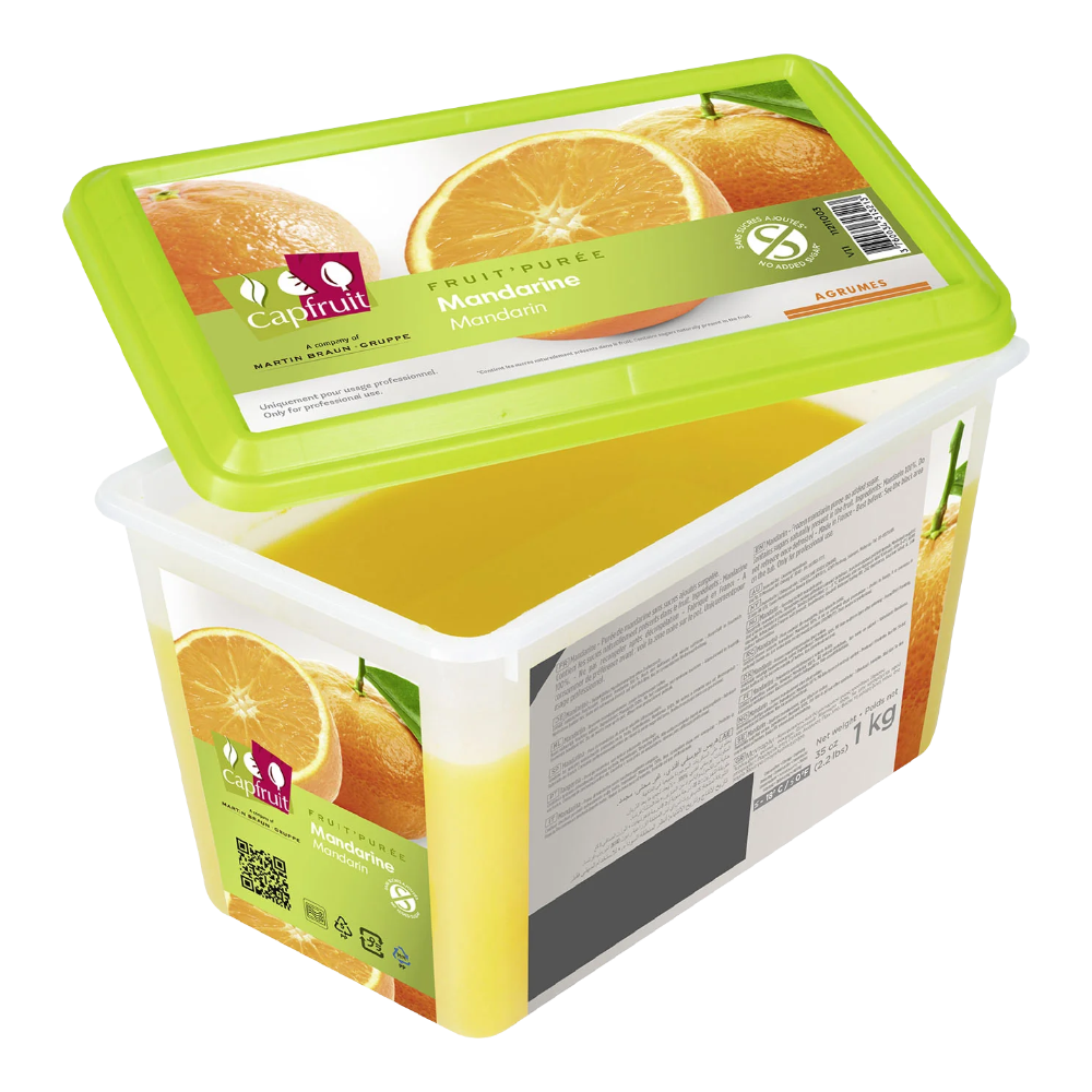 Capfruit(France),Mandarin Frozen Fruit Puree No Added Sugar - 1kg Tub