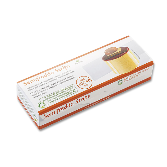 Box of Semifreddo Strips on a white background