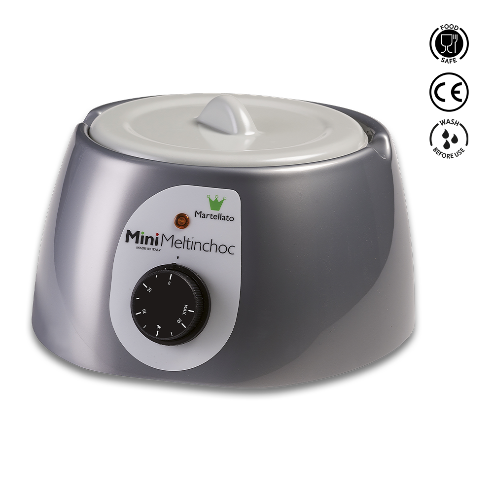 Gray and white appliance with a control knob on a white background