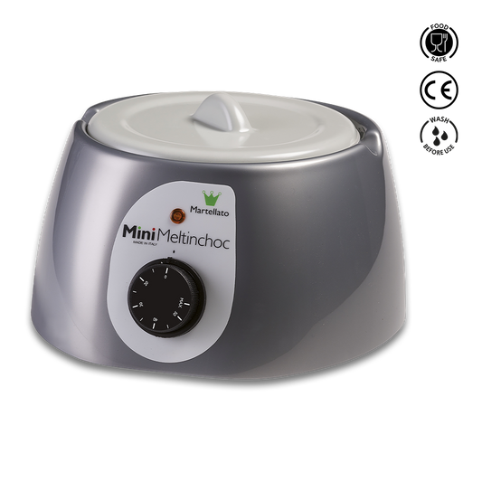 Gray and white appliance with a control knob on a white background