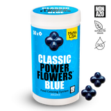 Container of Mona Lisa Classic Power Flowers Blue food coloring system on a white background