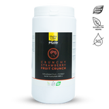 Jar of 'Crunchy Strawberry Fruit Crunch' with Mona Lisa Studio branding on a white background