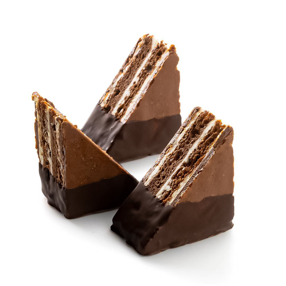 Dessert dipped in Pate-a-Glacer BRUNE - Dark Compound Coating