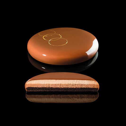 Two chocolate products on a black background