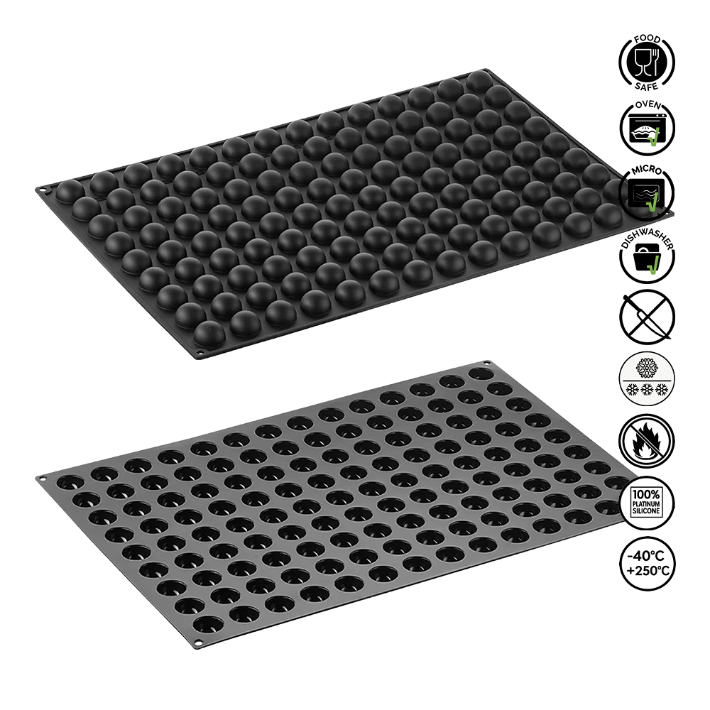 Two black perforated mats with safety icons on a white background