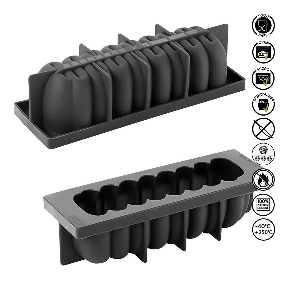Gray silicone ice cube tray with lid on a white background