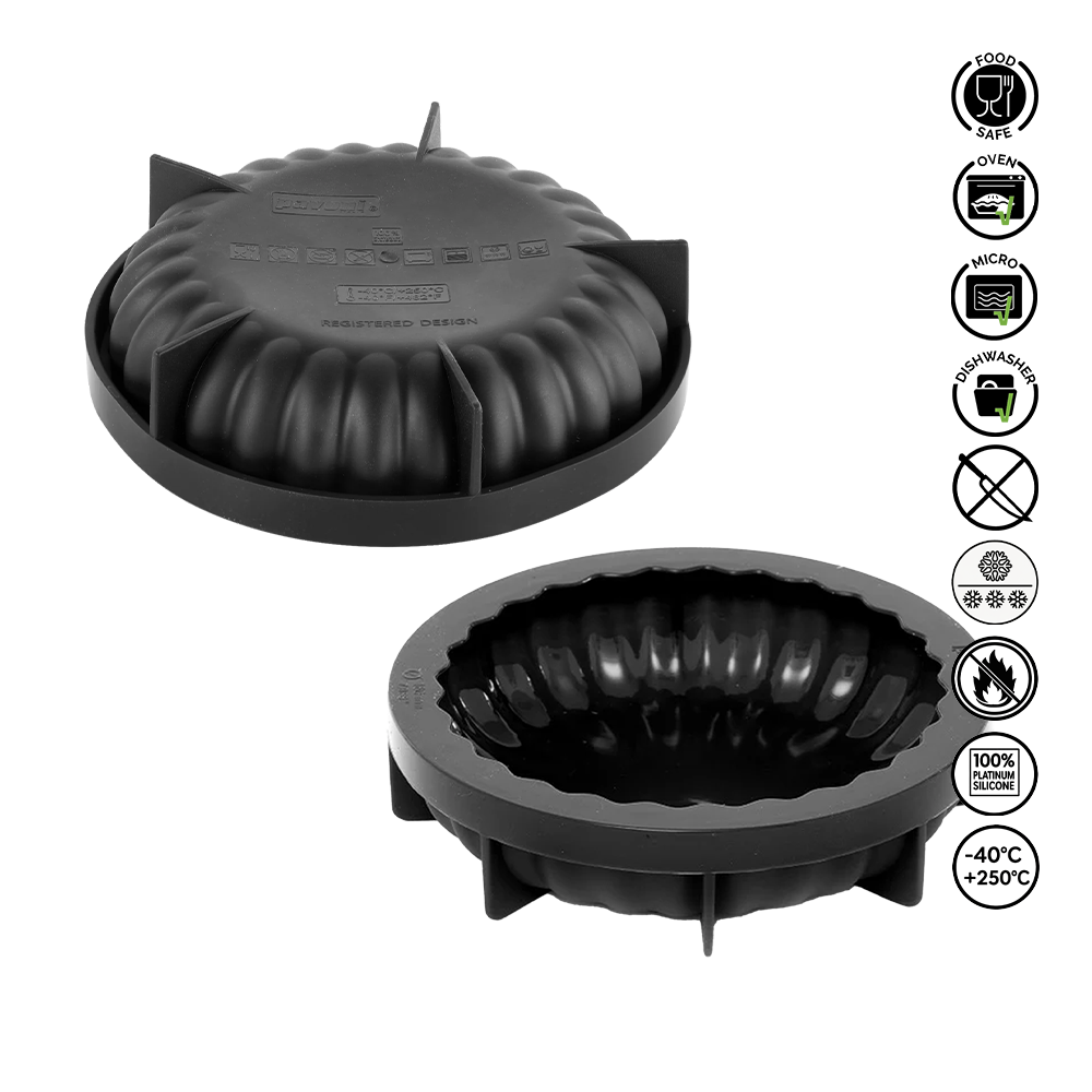 Two black waffle makers on a white background with safety icons.