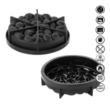 Black silicone mold with unique design on a white background