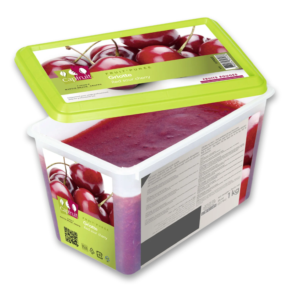 CapFruit(France),Red Sour Cherry Frozen Fruit Puree With 10% Added Sugar - 1kg Tub