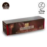 Box of chocolate baking sticks with Cooca Horizons, Barry, Halal, and Vegetarian logos on a white background.