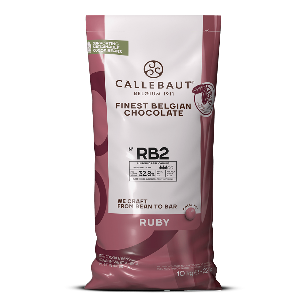Callebaut Ruby chocolate packaging on a white background