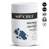 White container of SOC CHEF dextrose powder with labels on a white background