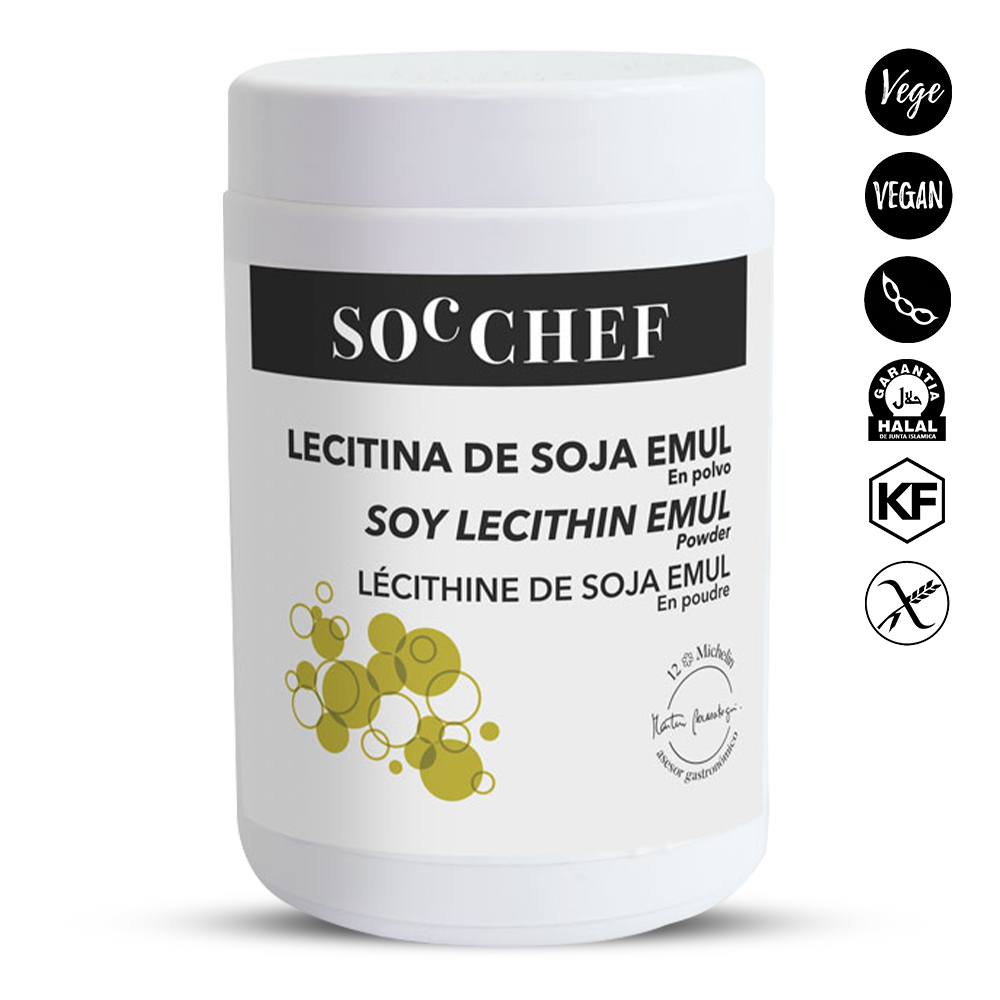 Container of Soy Lecithin Emul with SOC CHEF branding on a white background