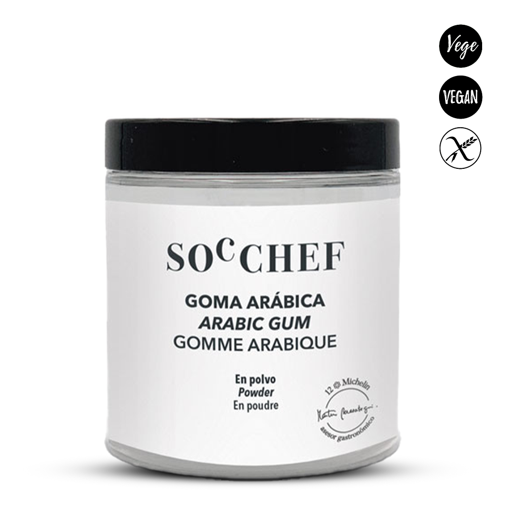 Jar of Arabic Gum with 'SOC CHEF' branding on a white background