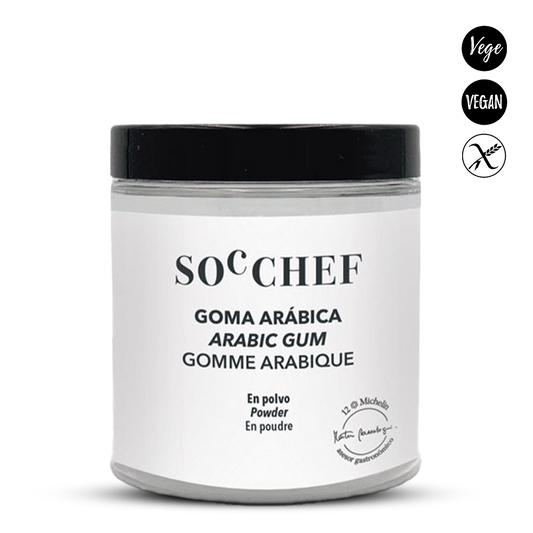 Jar of Arabic Gum with 'SOC CHEF' branding on a white background