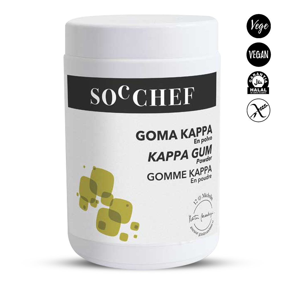 Jar of Kappa Gum powder by Soc Chef on a white background