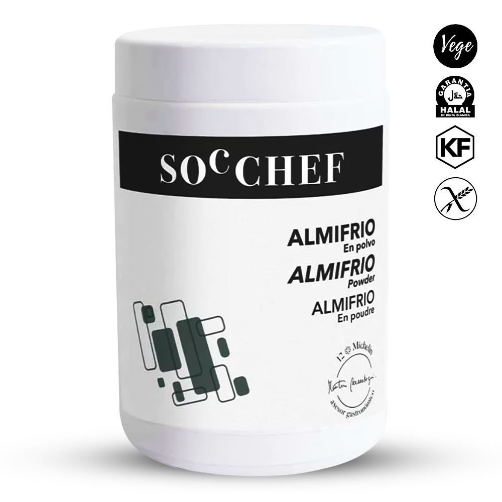 White container with black text and logos on a white background