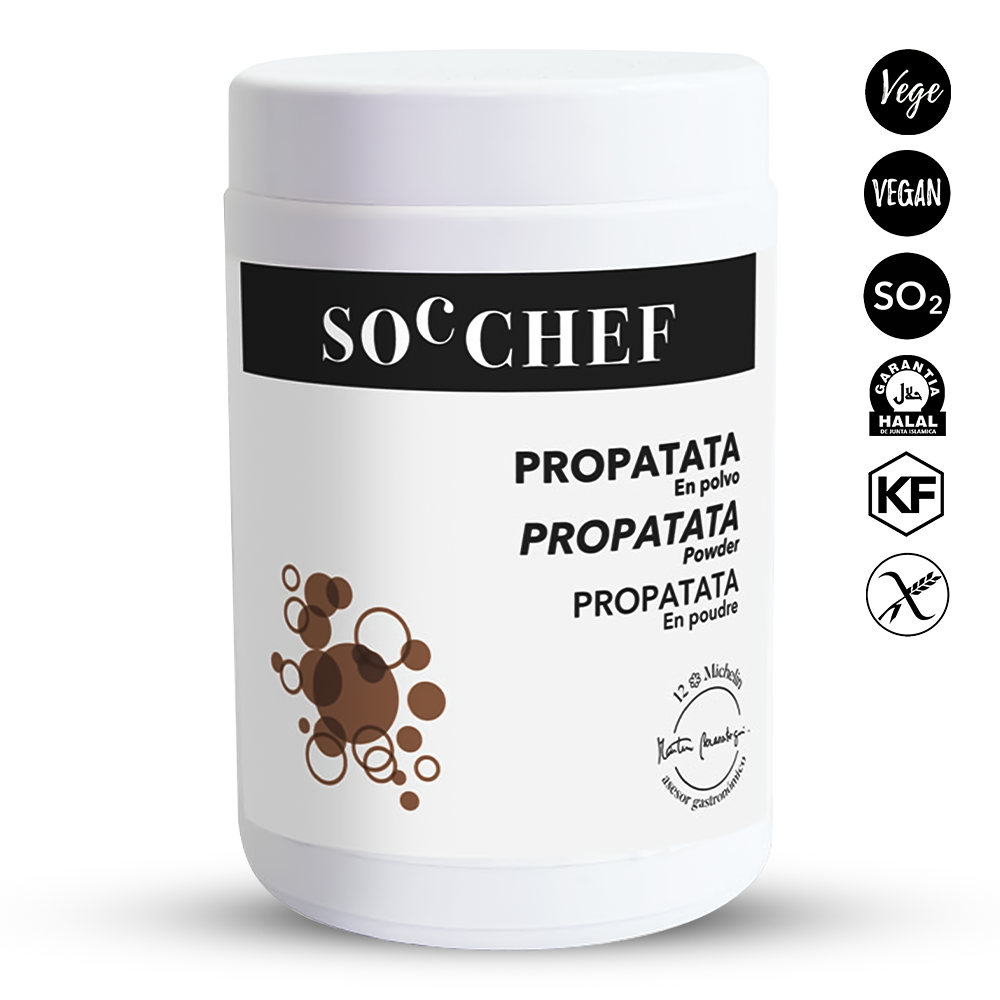 White container of Soc Chef Propatata powder with black text and logos on a white background