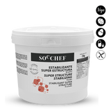 White container with a label for SOC CHEF super structure stabilizing powder on a white background