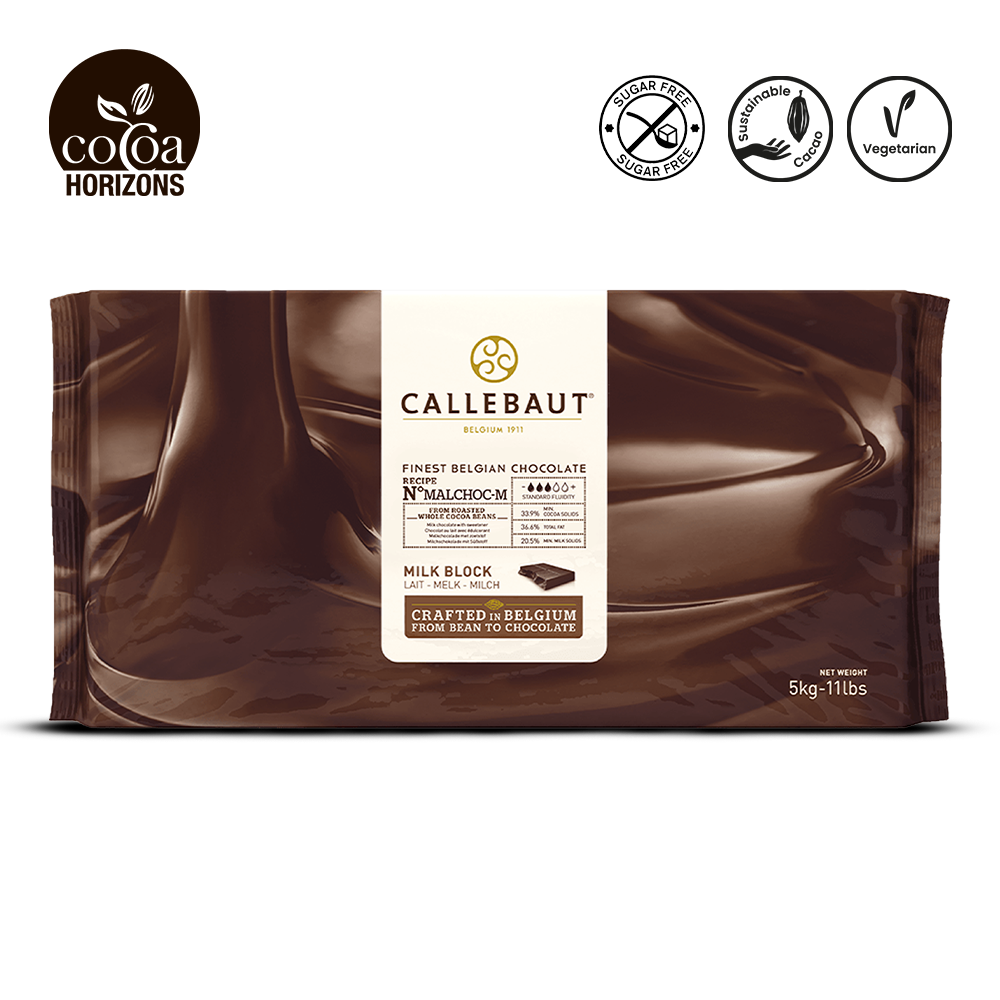 Callebaut chocolate block packaging with brand logos on a white background